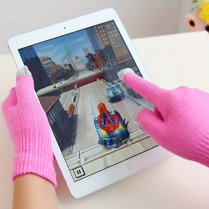Men's Winter Plush Warm Touch Screen Knitted Gloves