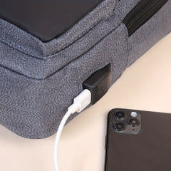 Men's Casual Crossbody Bag With USB Charging Port Diagonal Shoulder Bag Double L