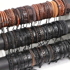 50pcs Vintage Leather Bracelets for Men Women Casual Dress Accessories