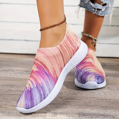 Colorful Pattern Knit Sock Sneakers Slip On Lightweight Casual Shoes