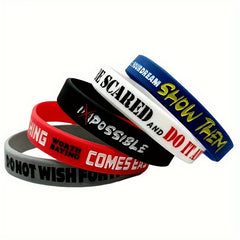 5pcs Engraved Inspirational Quote Silicone Bracelet