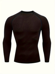 Men's Compression Long Sleeve T-Shirt High Stretch Crew Neck - Fitness Training