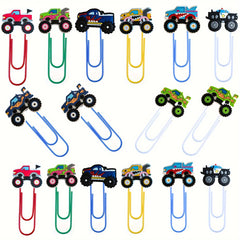 8pcs Monster Truck Paper Clips Office Supplies Desk Accessories Stationery