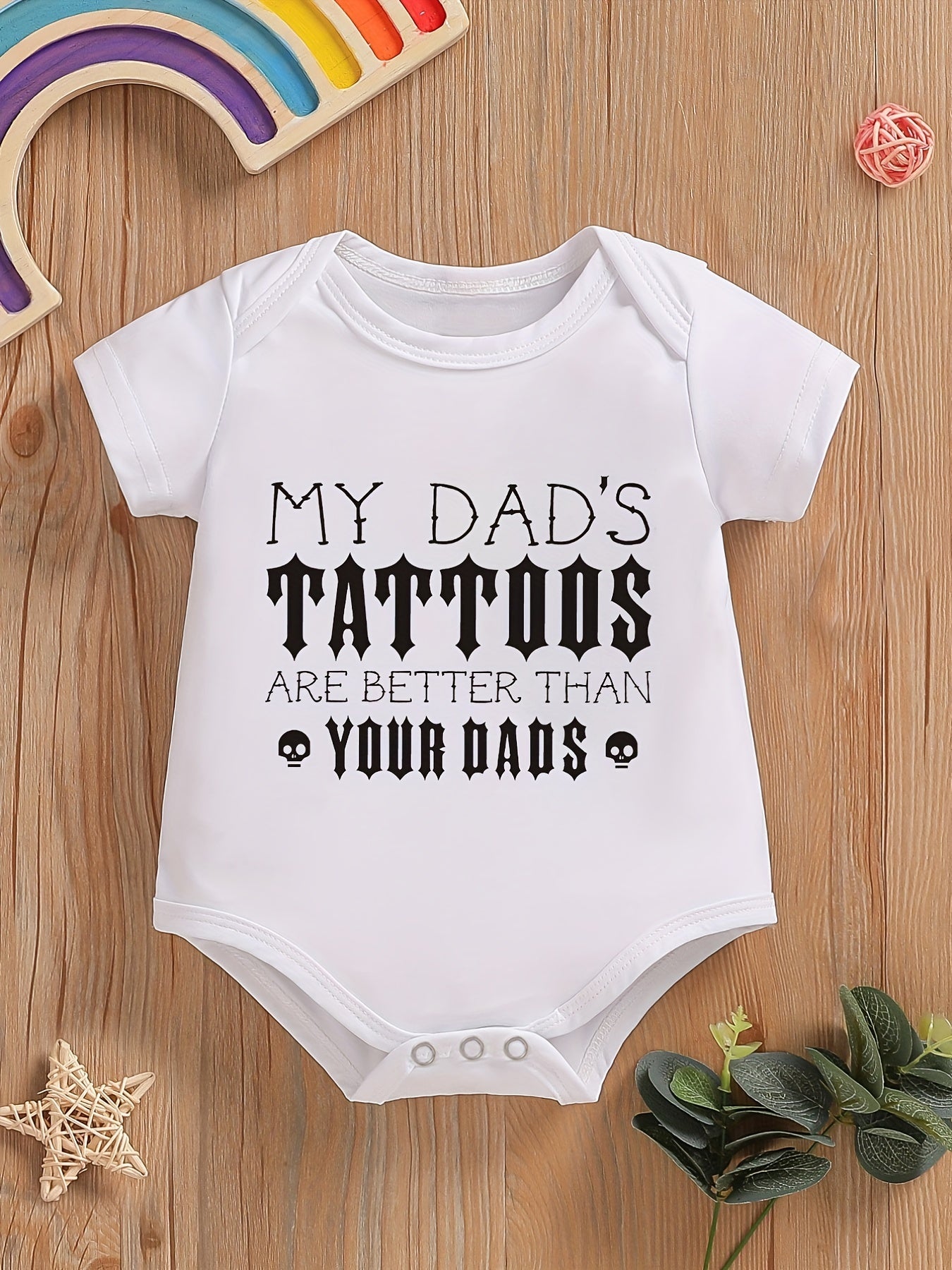 Baby Boys Daddy's Tattoos Onesie Short Sleeves Summer Onesies
