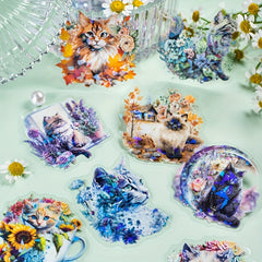 20pcs Cartoon Manor Cat PET Stickers Set for DIY Journal Scrapbook Decoration