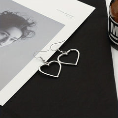Hollow Heart Pendant Earrings & Ear Clips for Women