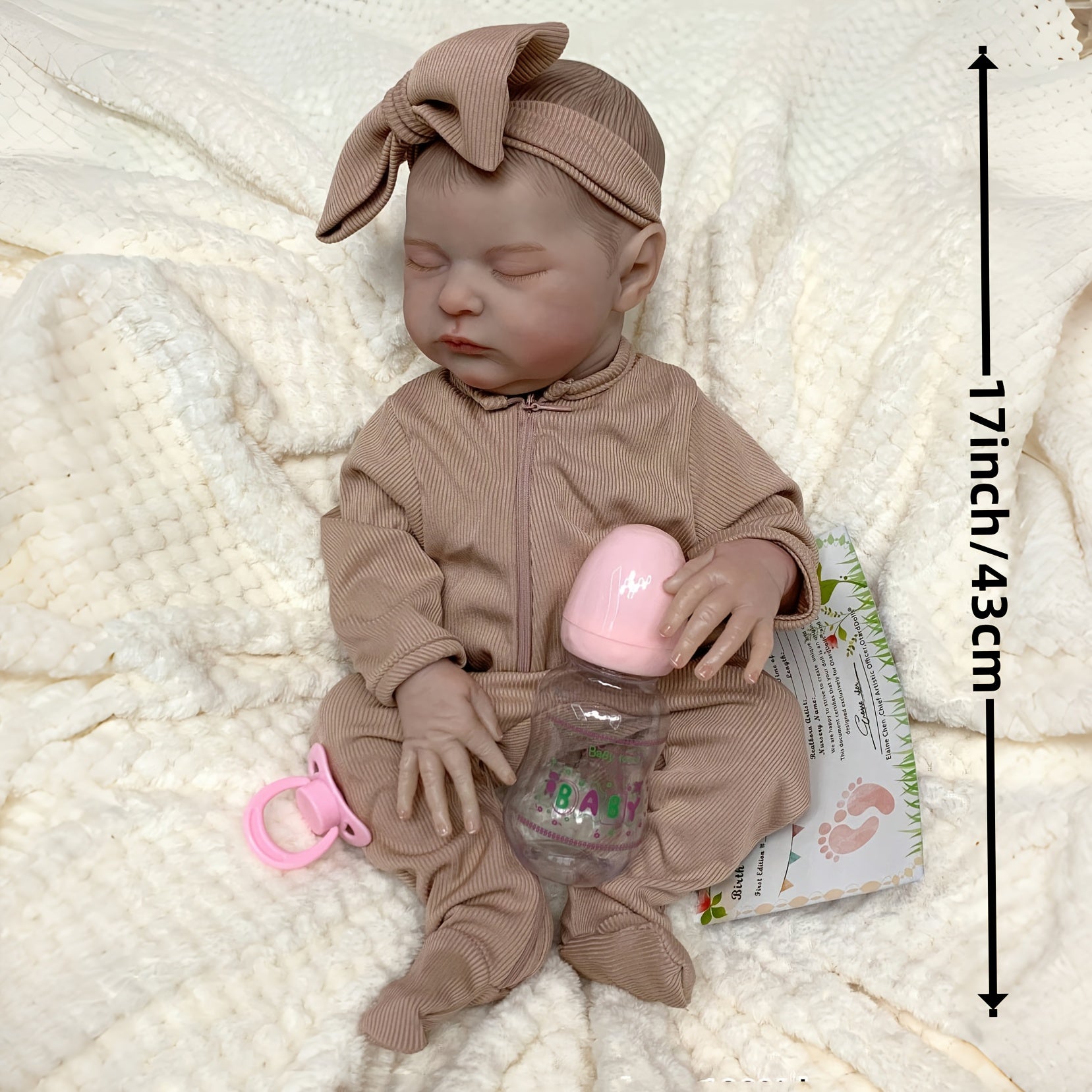 Baby Girl Reborn Doll Soft Vinyl Full Body Detailed Closed Eyes Mixed Colors