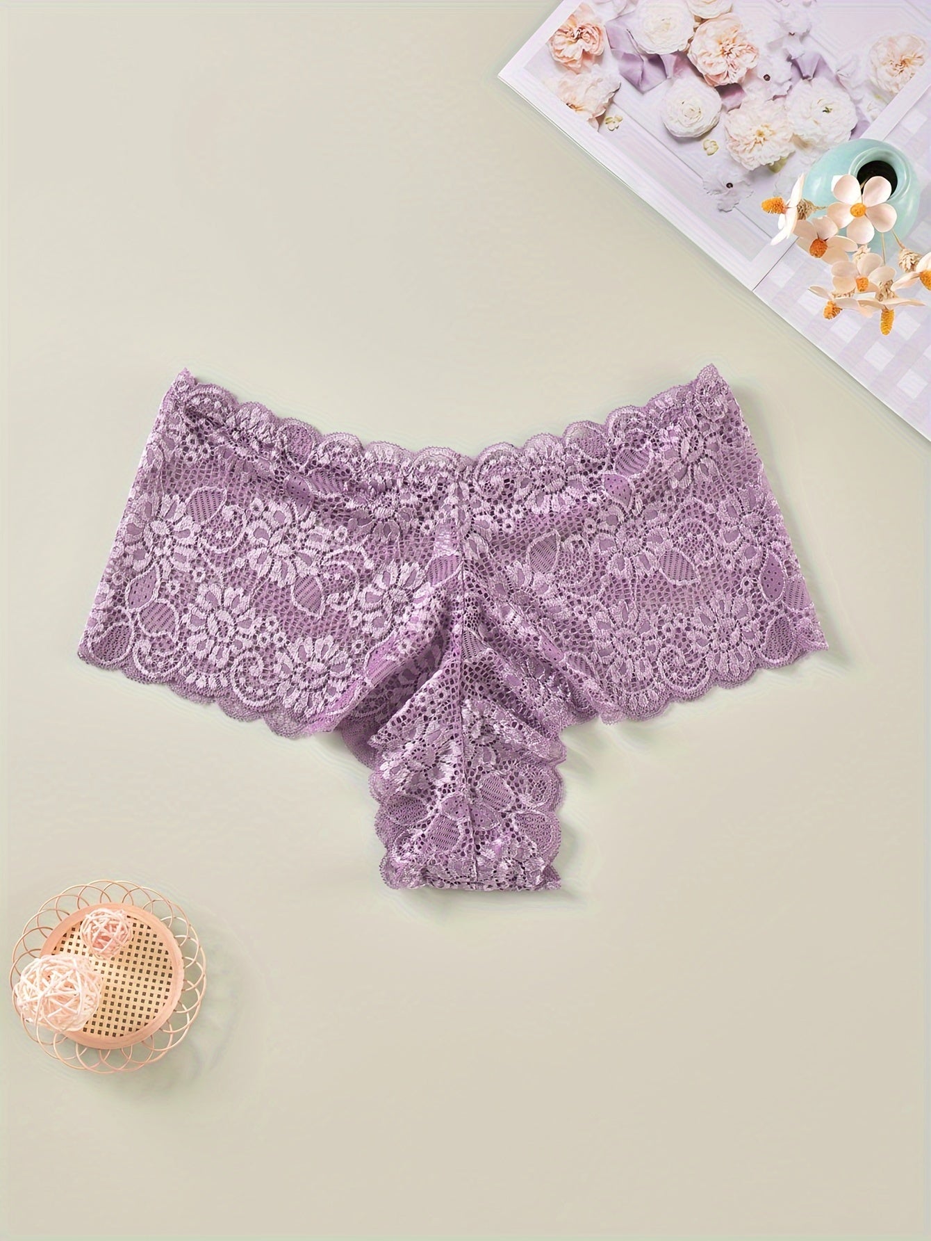 4 Pack Plus Size Romantic Lace Briefs Set