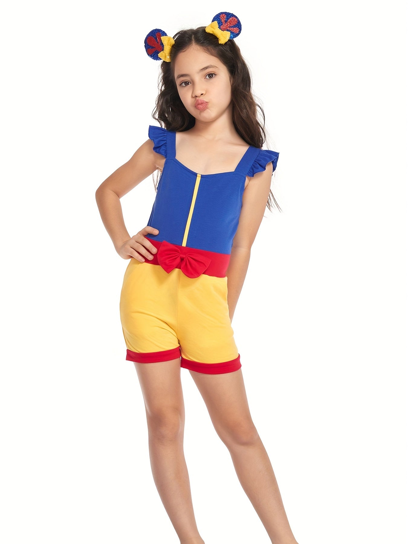 Toddler Girls Ruffle Trim Bow Front Rompers Jumpsuits