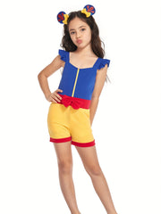 Toddler Girls Ruffle Trim Bow Front Rompers Jumpsuits