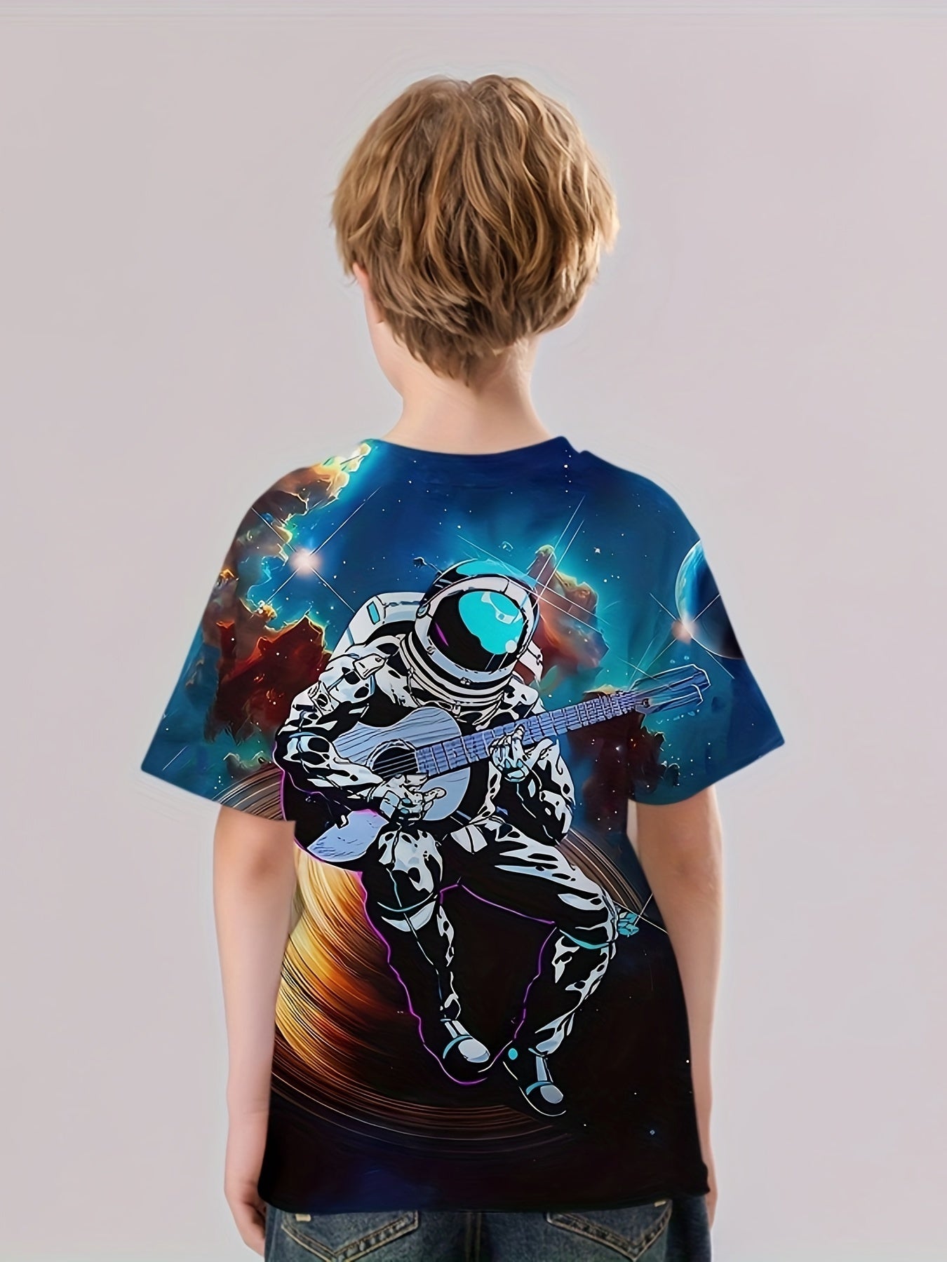 Colorful Astronaut Print Kid's T shirt Short Sleeve Top
