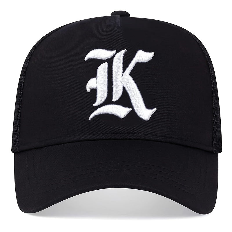 Men's Gothic Hip Hop Alphabet K Baseball Cap