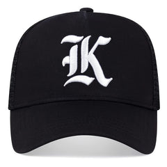 Men's Gothic Hip Hop Alphabet K Baseball Cap