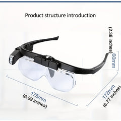 Adjustable Head-mounted Magnifier 4.5X LED Light Rechargeable