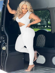 Sleeveless Cutout Jumpsuit Solid Bodycon Sexy Outfit