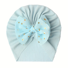 Polka Dot Print Turban Headwarp Bow Knotted Hat for Newborn Infant
