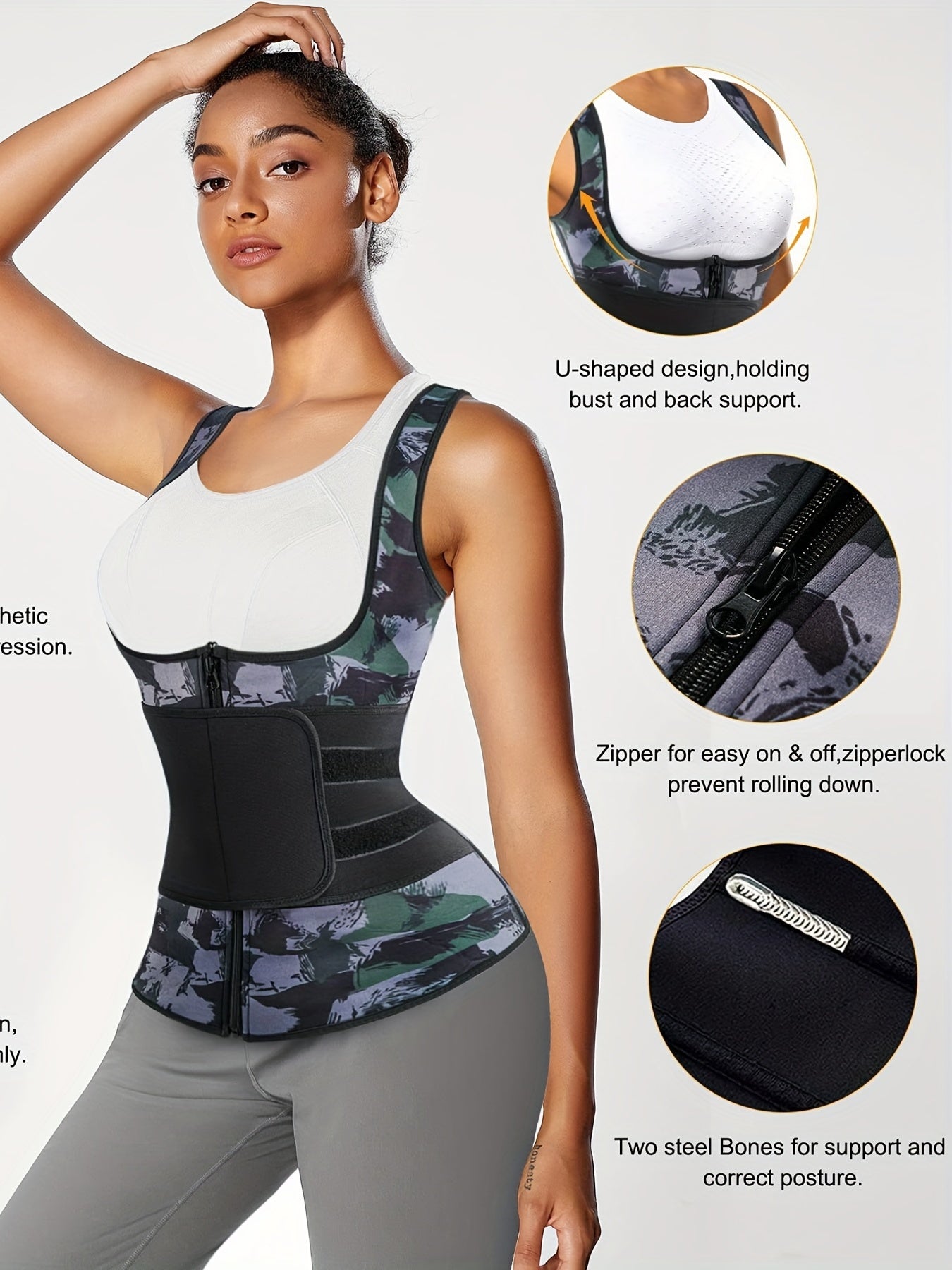 Neoprene Sauna Suit for Women Sweat Vest Waist Trainer Zipper Tank Top