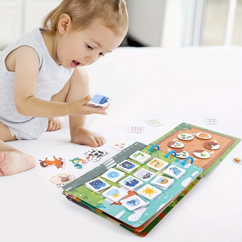 Montessori Busy Book Set: Dinosaur & Farm Learning Toys