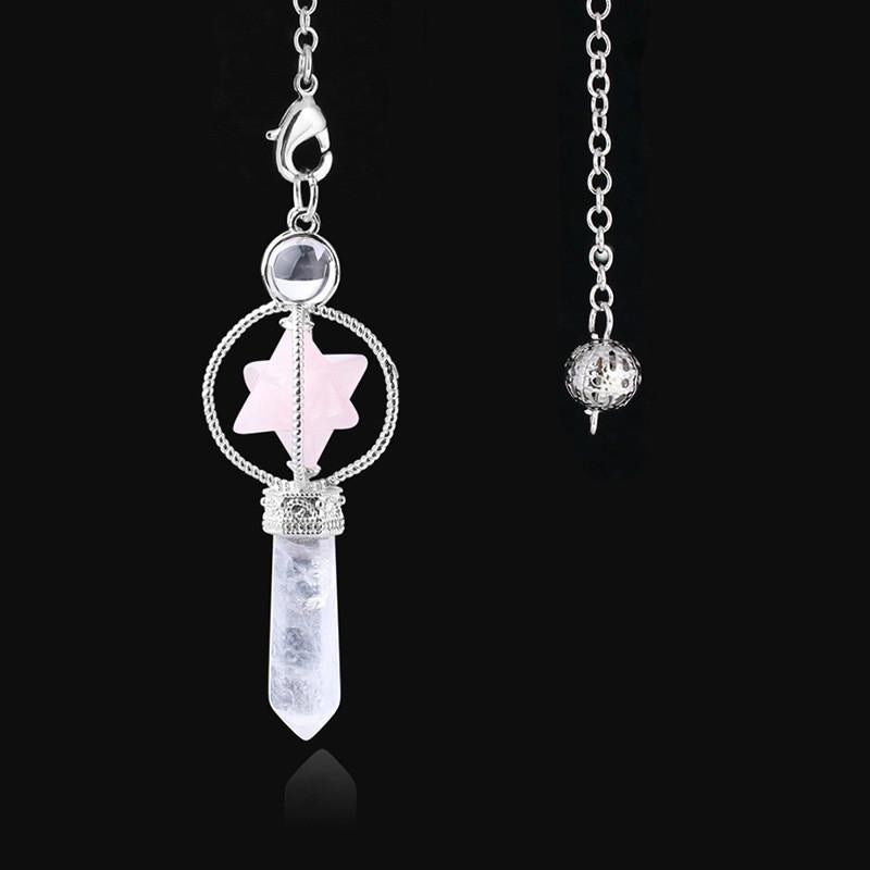 Men's Dowsing Pendulum Quartz Pink Healing Spiritual Tool
