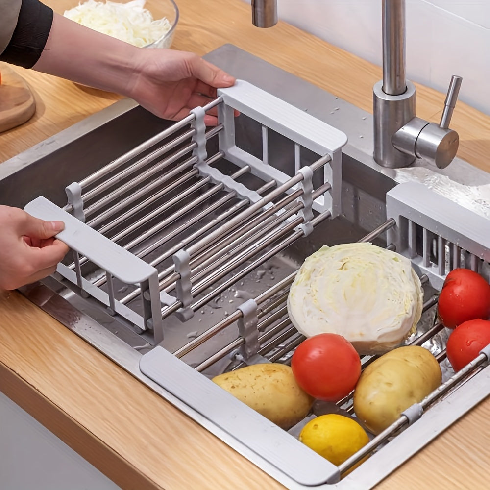 1pc Retractable Drain Rack Kitchen Rack Convenient Storage Rack