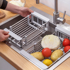 1pc Retractable Drain Rack Kitchen Rack Convenient Storage Rack