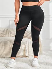Sports Leggings Women's Plus Mesh High Waisted Stretch Yoga Pants