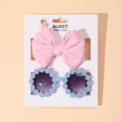 Girls Flower Sunglasses & Bow Headband Set Hair Accessories