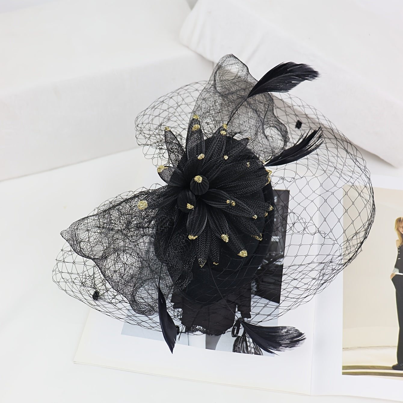 Vintage Tea Party Hat with Veil Netting for Weddings