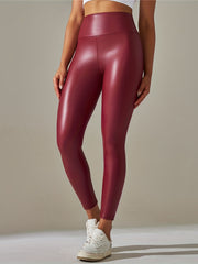 Gothic Solid PU Leather High Waist Leggings