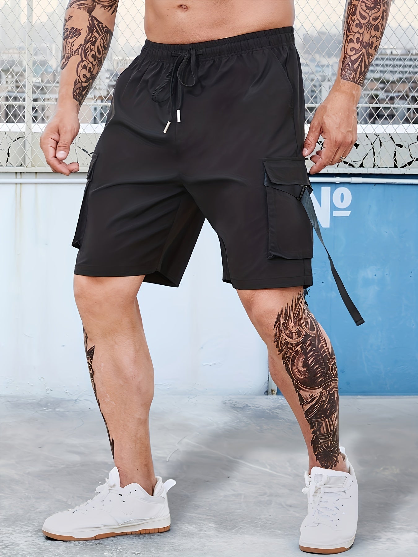 Men's Cargo Shorts Active Elastic Waist Drawstring Shorts