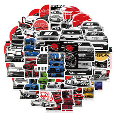 50pcs JDM Cartoon Car Stickers for Water Bottles Laptops Phone Cases