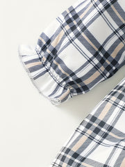 Plaid Casual Long Sleeved Dress for Baby Girls