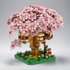 1105pcs Sakura Landscape Trees Plants House Building Blocks Set