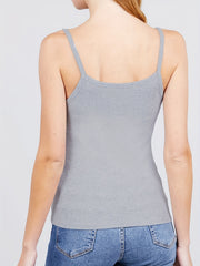 Solid Cami Sleep Tops Crew Neck Women's Sleepwear