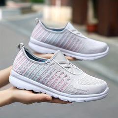 Women's Criss Cross Slip-on Walking Shoes Comfy Mesh Casual Sneakers