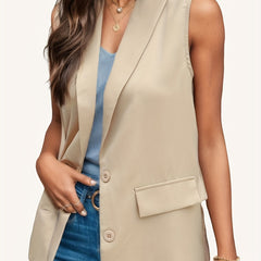 Solid Vest Blazer Sleeveless Women's Clothing