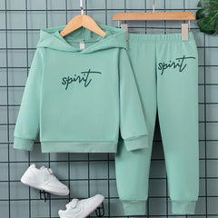 Boy's SPRIT Print Hoodie & Sweatpants Set Casual Kid's Clothes