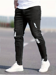 Slim Fit Ripped Jeans Mens Distressed Stretch Denim Pants