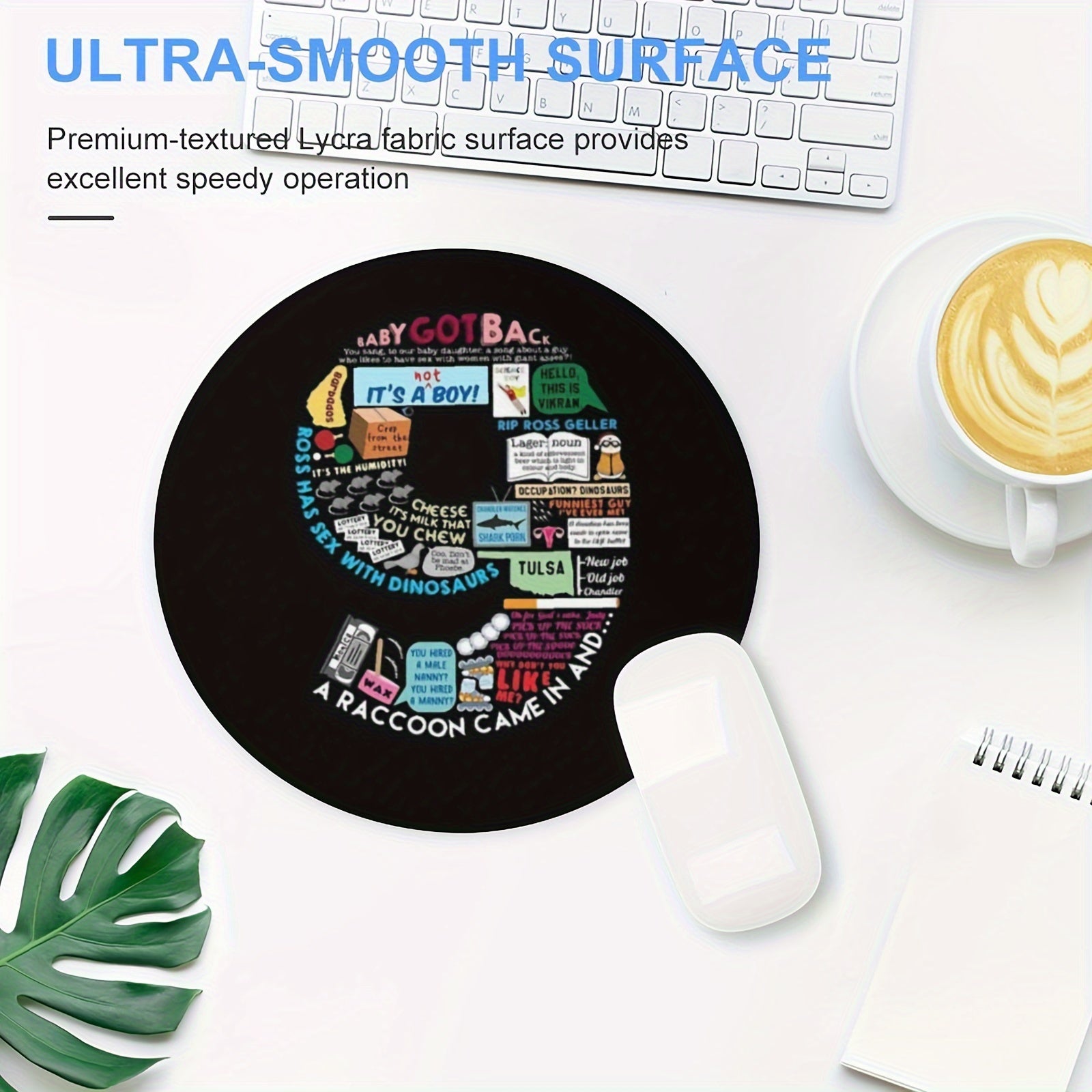 Stylish Round Gaming Mouse Pad Non-slip Rubber Mat for Office Computers Laptops