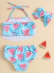 Toddler Girls Watermelon Bikini Set Fruits Print Swimsuit