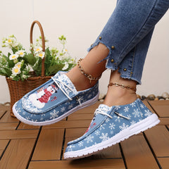 Christmas Snowman Print Low Top Sneakers Lightweight Casual Walking Shoes