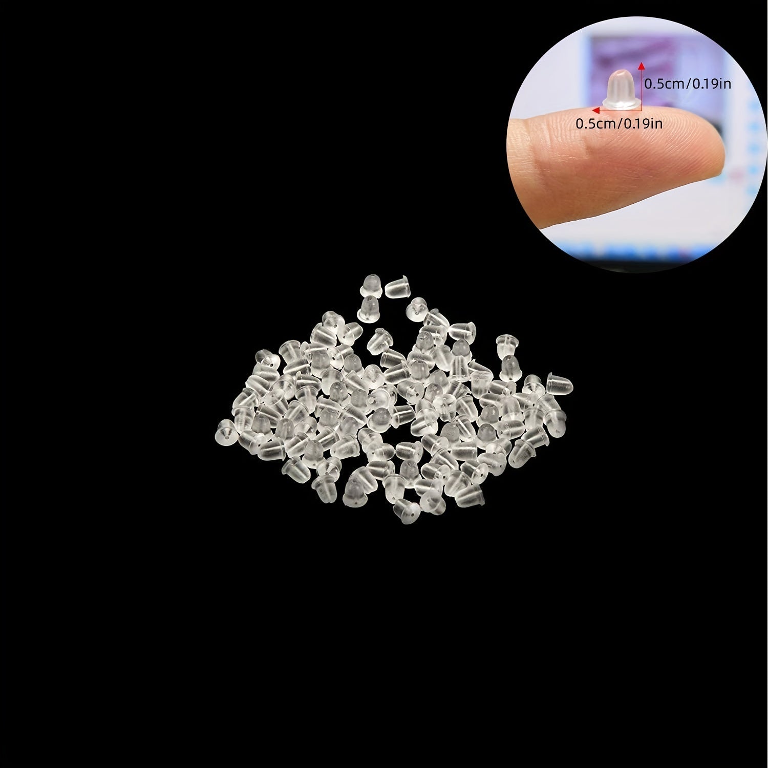 100 Soft Silicone Earring Backs - Transparent Ear Safety Backing Pads