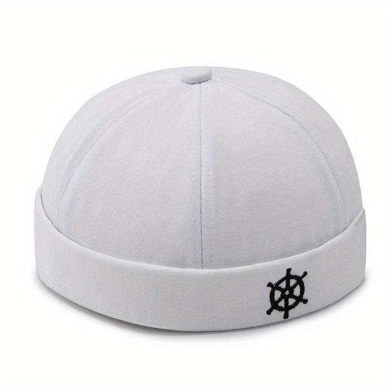 Rudder Embroidery Docker Cap Unisex Beanie Solid Skull Hat Casual Lightweight
