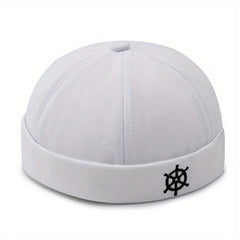 Rudder Embroidery Docker Cap Unisex Beanie Solid Skull Hat Casual Lightweight