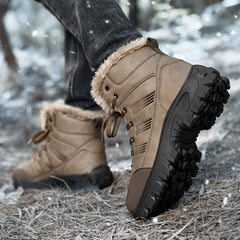 Men's Waterproof Snow Boots, Warm Fleece Lining, Rubber Sole