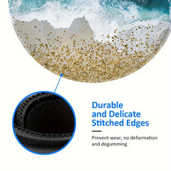 Glitter Beach Breeze Pattern Round Mouse Pad Non Slip Rubber Base Mousepad