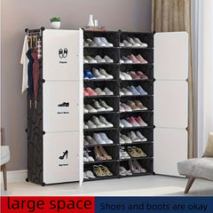 1pc Shoes Rack w/ Dustproof Door & Standing Design Household Storage Organizer