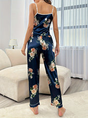 Floral Print Lounge Set Cami Top & Pants Women's Loungewear