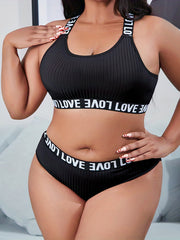 Sports Lingerie Set Ribbed Comfort Bra & Panty Two Piece Set