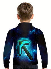 Teens 3D Game Tool Print Hooded Sweatshirt Kids Casual Hooded Pullover
